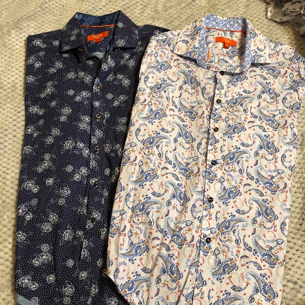 💙lot of 2💙 Mens size medium Tallia Sport long sleeve dress shirts